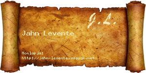 Jahn Levente névjegykártya